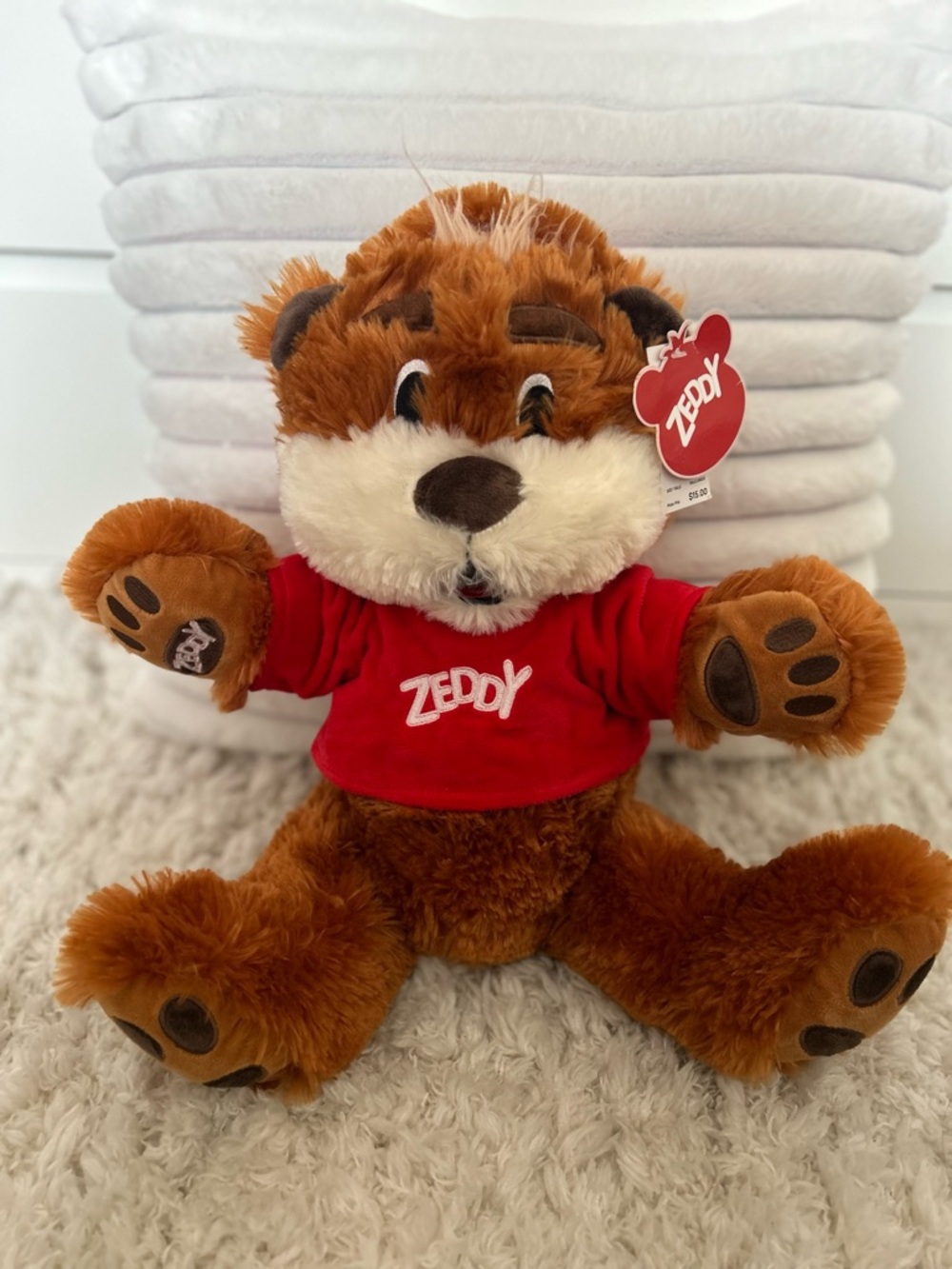 Zeddy Zellers Plush Bear in Red Shirt